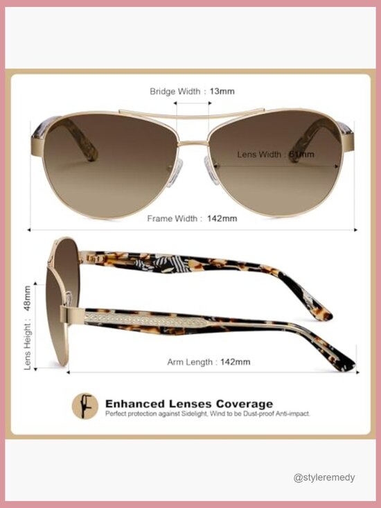 Metal Frame Acetate Polarized Sunglasses UV400 Protection Pilot Style